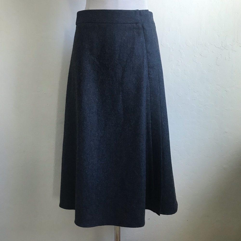100% Wool Asymmetrical A-Line Charcoal Grey Skirt 0